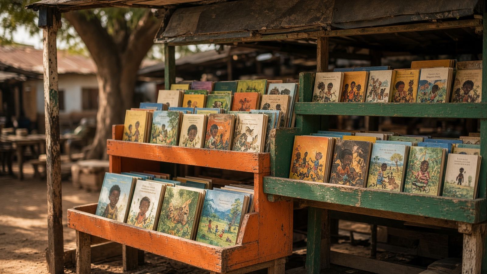 Impression of a children's book stall. Not a photograph of Shop SD 3.